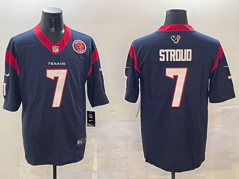 Men Houston Texans #7 Stroud Blue Second generation 2024 Nike Limited NFL Jersey style 01081